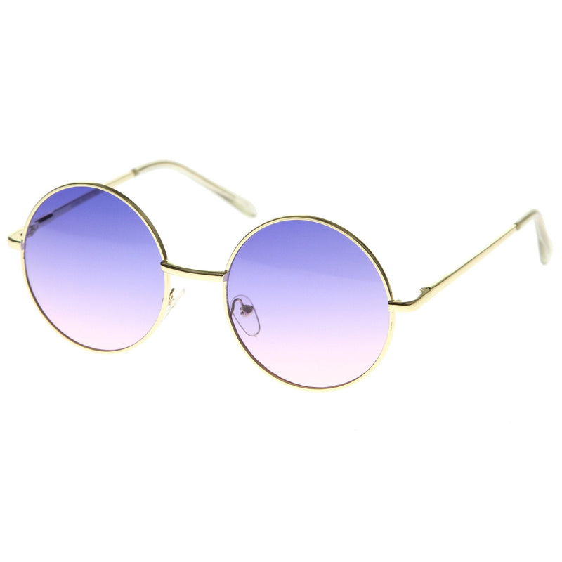 zeroUV Retro Festival Oversize Round Color Lens Sunglasses A134 Sunglasses White Smoke Gold Pink Blue Fade,Gold Blue Yellow Fade,Gold Blue Pink Fade,Gold Purple Yellow Fade