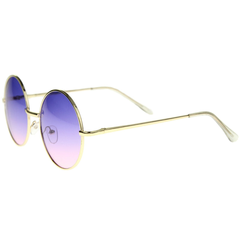 zeroUV Retro Festival Oversize Round Color Lens Sunglasses A134 Sunglasses White Smoke Gold Pink Blue Fade,Gold Blue Yellow Fade,Gold Blue Pink Fade,Gold Purple Yellow Fade