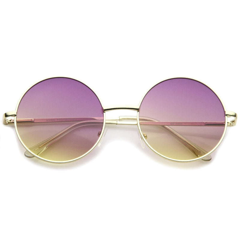 zeroUV Retro Festival Oversize Round Color Lens Sunglasses A134 Sunglasses White Smoke Gold Purple Yellow Fade