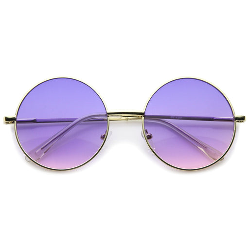 zeroUV Retro Festival Oversize Round Color Lens Sunglasses A134 Sunglasses White Smoke Gold Blue Pink Fade