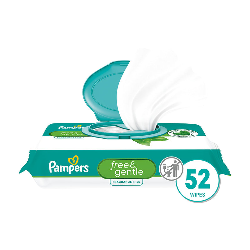 Pampers Pampers Aqua Pure Baby Wipes, 52 Count - 99% Water, Fragrance Free & Hypoallergenic Baby Wipes White Smoke