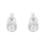 Bids.com 10K White Gold 0.30 Cttw Round Brilliant-Cut Near Colorless Diamond Bezel-Set Stud Earrings (H-I Color, I1-I2 Clarity) Earrings White Smoke Yellow.Gold,White.Gold,10k Rose Gold