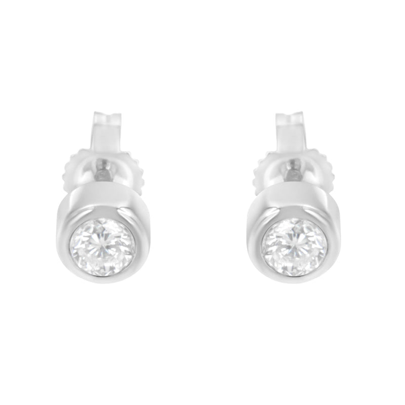 Bids.com 10K White Gold 0.30 Cttw Round Brilliant-Cut Near Colorless Diamond Bezel-Set Stud Earrings (H-I Color, I1-I2 Clarity) Earrings White Smoke Yellow.Gold,White.Gold,10k Rose Gold