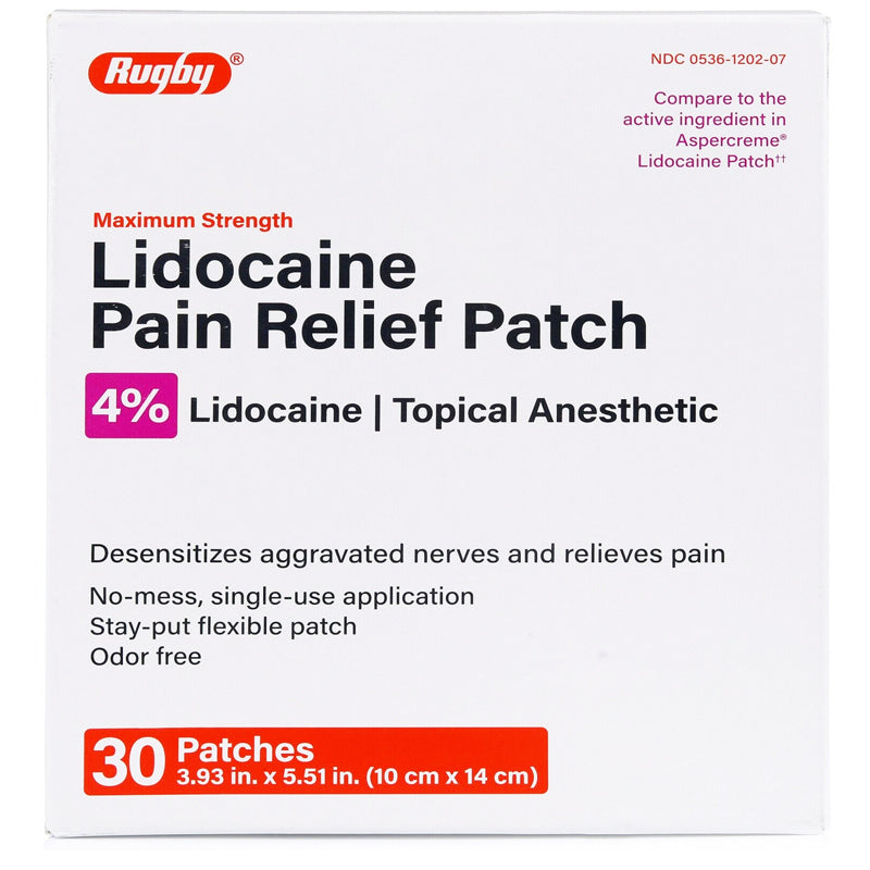 Rugby Rugby® Maximum Strength Lidocaine Pain Relief Patch – 4% Lidocaine (5 Count) Health Care Lavender Blush