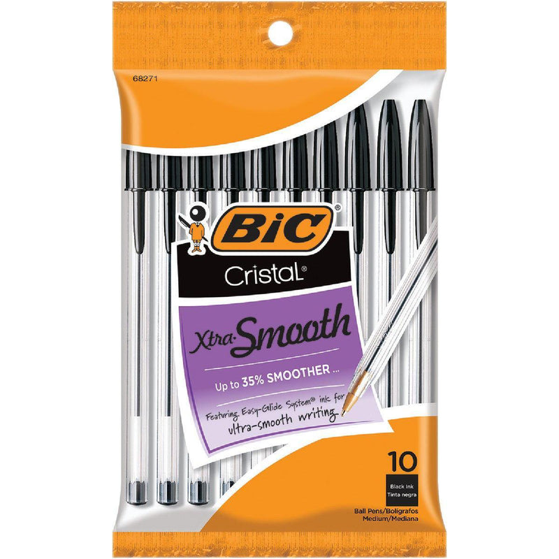 BiC BiC Cristal Ball Pen, Black Ink, Medium, Xtra Smooth Pens Goldenrod