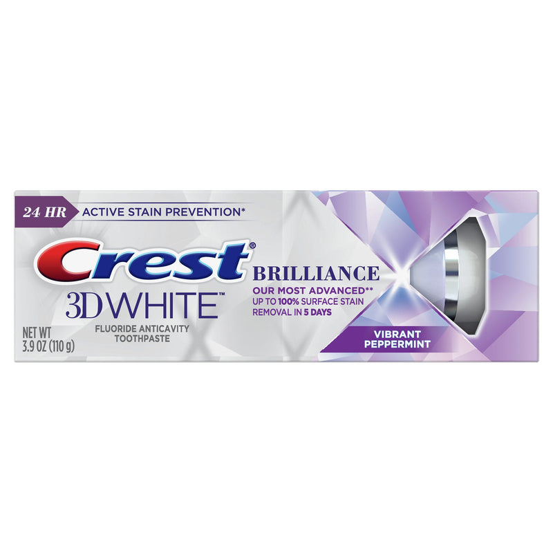 Crest Crest 3D White Fluoride Anticavity Brilliance Vibrant Peppermint Toothpaste 3.9 Oz Toothpaste Light Gray