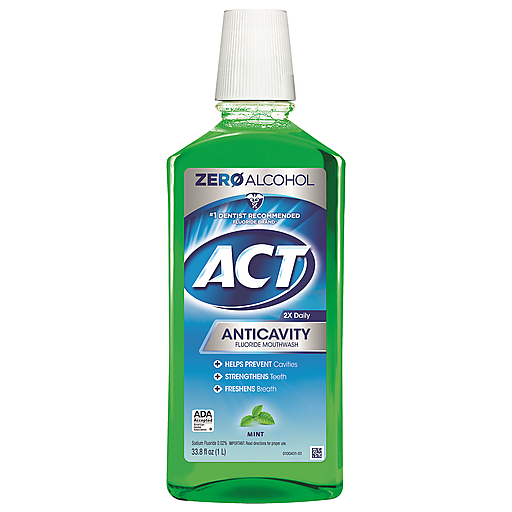Act Act Anticavity Mint Fluoride Mouthwash 33.8 Oz Mouthwash White Smoke