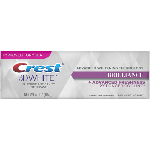Crest Crest 3D White Brilliance Advanced Whitening Technology Toothpaste, Mesmerizing Mint, 4.1 Oz Toothpaste Light Gray