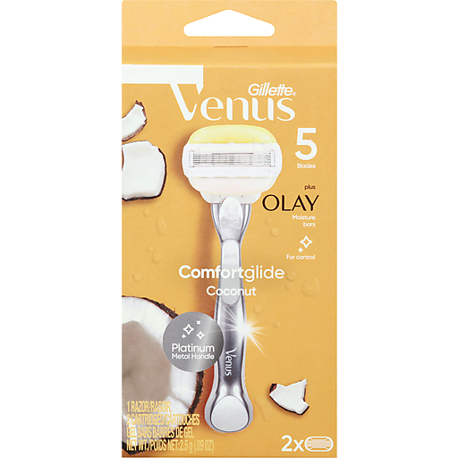Gillette Gillette Venus ComfortGlide Plus Olay Coconut Women's Razor - 1 Handle + 2 Refills Shaving & Grooming Sandy Brown