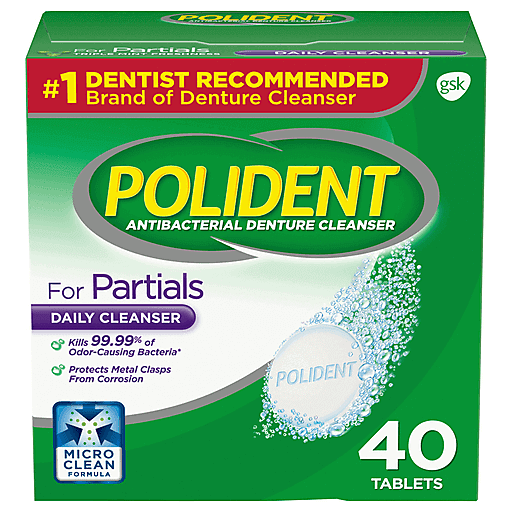 Polident Polident For Partials Antibacterial Denture Cleanser Tablets Dentures Forest Green