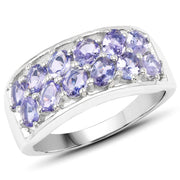 Bids.com 2.04 Carat Genuine Tanzanite .925 Sterling Silver Ring Rings White Smoke size 6.00,size 7.00,size 8.00,size 9.00,size 5.00