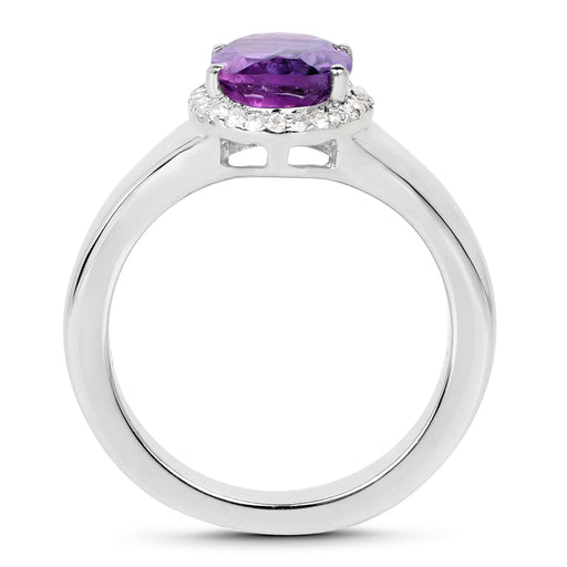 Bids.com 1.73 Carat Genuine  Amethyst and White Topaz .925 Sterling Silver Ring Rings White Smoke size 8.00,size 6.00,size 7.00,size 5.00,size 9.00
