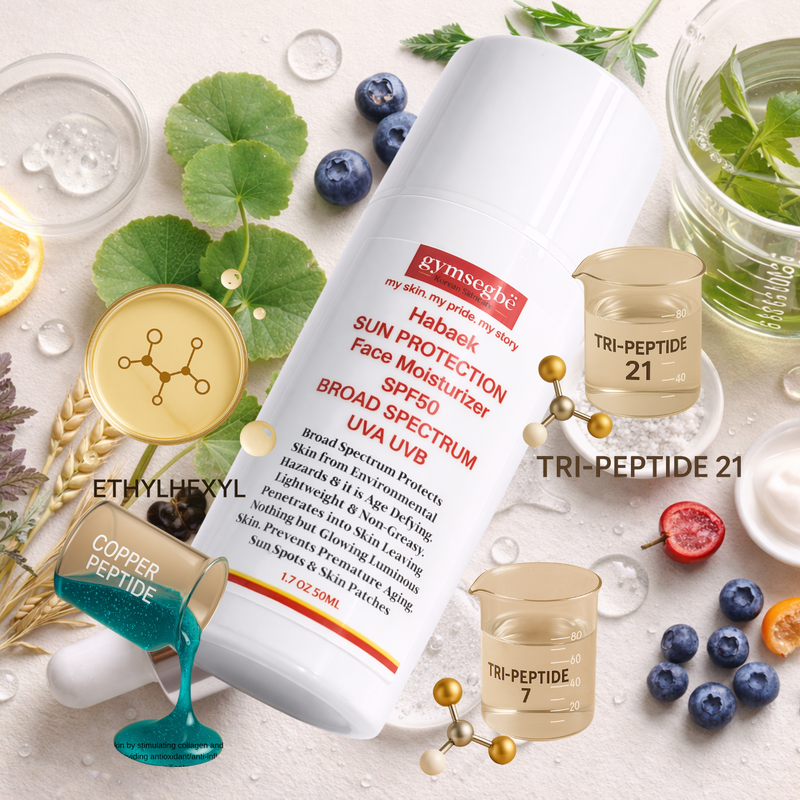 gymsegbë Habaek Sun Protection Face Moisturizer SPF50 | Peptides | Niacinamide SPF50 Anti-Aging Facial White Smoke 1 Bottle,2 Bottles Save $1.99,3 Bottles Save $5.98,4 Bottles Save $6.97
