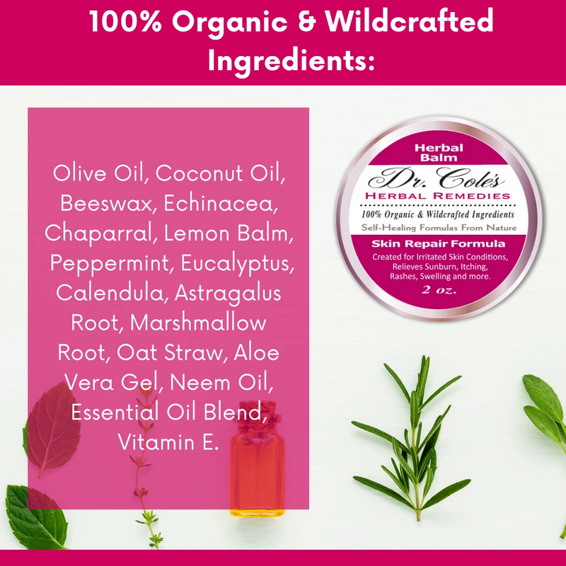COLEHERBALS LLC 16 - Dr. Cole's Organic Skin Repair Herbal Balm Herbal White Smoke
