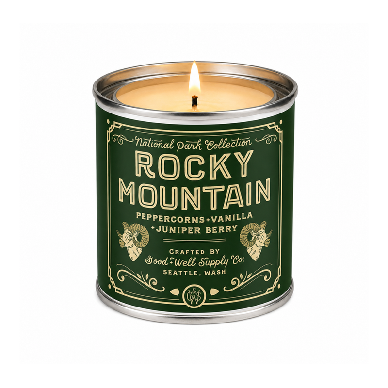 Good & Well Supply Co Rocky Mountain National Park Candle Candles White Smoke Half Pint / 8oz / Cotton Wick,Pint / 14oz / Cotton Wick