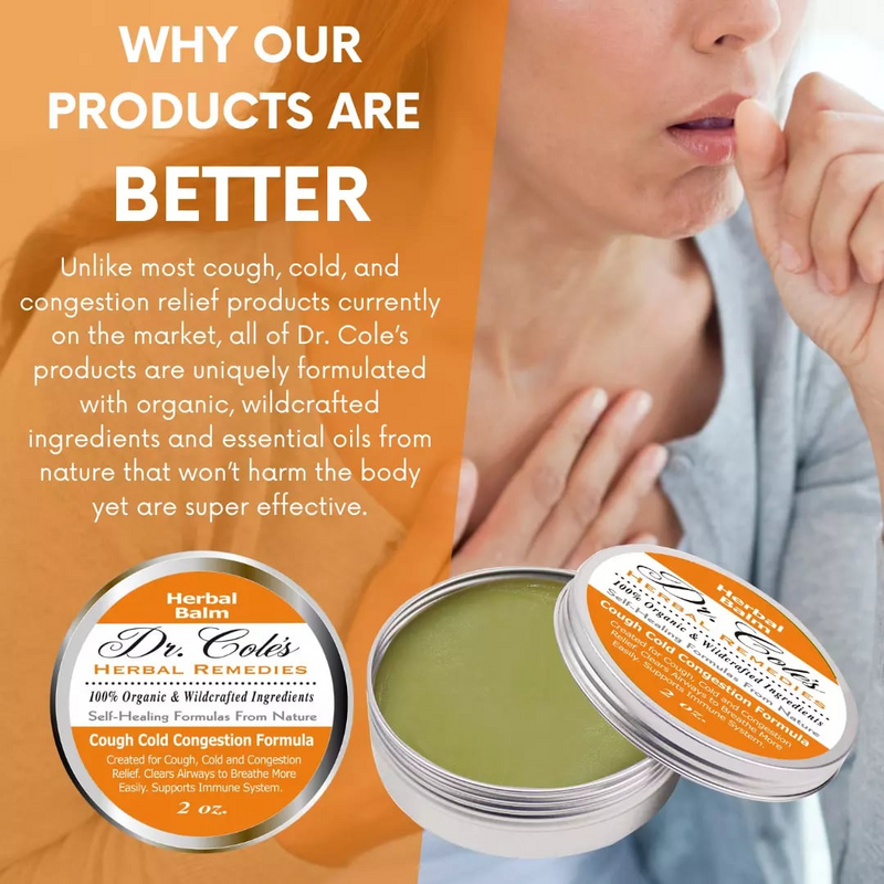 COLEHERBALS LLC 26 - Dr. Cole’s Organic Cough Cold Congestion Relief Balm Herbal Coral