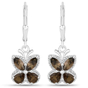 Bids.com 2.20 Carat Genuine Smoky Quartz .925 Sterling Silver Earrings Earrings White Smoke