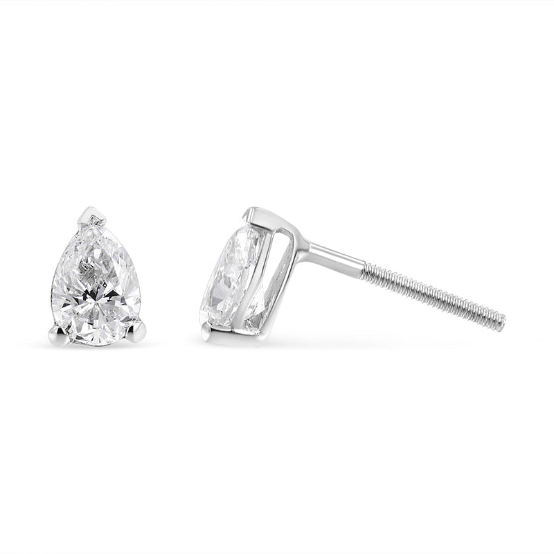 Bids.com 14K White Gold 1/2 Cttw Pear Shape Solitaire Lab Grown Diamond Stud Earrings (F-G Color, VS2-SI1 Clarity) Earrings White Smoke White.Gold / 0.75,White.Gold / 0.25,White.Gold / 0.5,White.Gold / 1