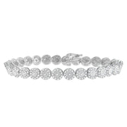 Bids.com 14K White Gold 2.00 Cttw Diamond Halo Link Tennis Bracelet (H-I Color, I1-I2 Clarity) - 7" Inches Bracelets White Smoke 14k White Gold / 7,White.Gold / 7