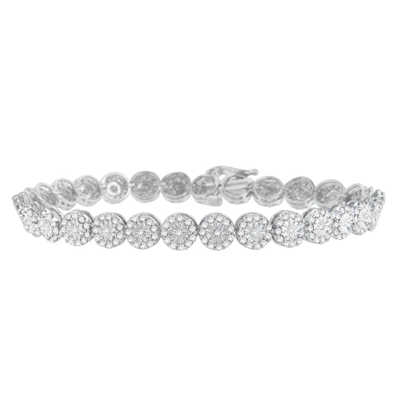 Bids.com 14K White Gold 2.00 Cttw Diamond Halo Link Tennis Bracelet (H-I Color, I1-I2 Clarity) - 7" Inches Bracelets White Smoke 14k White Gold / 7,White.Gold / 7