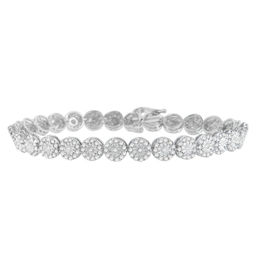 Bids.com 14K White Gold 2.00 Cttw Diamond Halo Link Tennis Bracelet (H-I Color, I1-I2 Clarity) - 7" Inches Bracelets White Smoke 14k White Gold / 7,White.Gold / 7