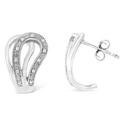Bids.com .925 Sterling Silver Pave-Set Diamond Accent Horseshoe Hoop Earring (I-J Color, I1-I2 Clarity) Earrings White Smoke White.Sterling Silver / 0.11