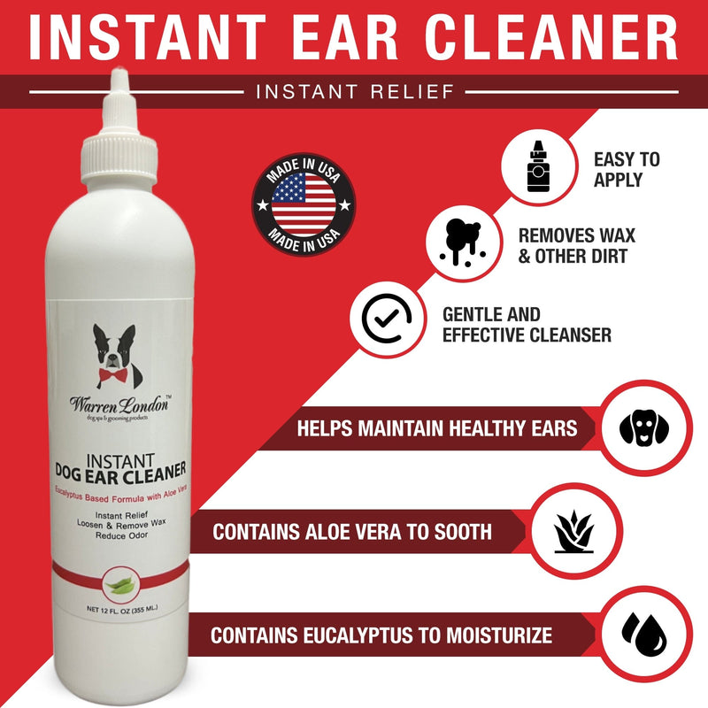 Warren London Instant Ear Cleaner For Dogs 12 oz or 1 gallon - Professional Size - Removes Wax and Odor Spa Product White Smoke 12 Oz,1 Gallon