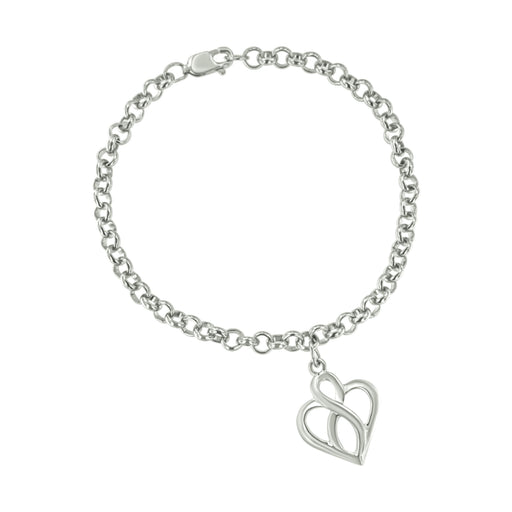 Bids.com .925 Sterling Silver Open Heart with Center Vertical Infinity Chain Charm Bracelet - Size 7" Bracelets White Smoke White.Sterling Silver / 7
