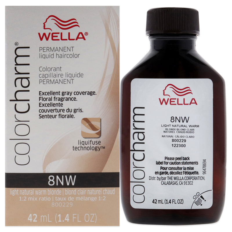 Wella Wella ColorCharm Permanent Liquid Hair Color 8NW/Light Natural Warm Blonde, 42mL Hair Color Gray