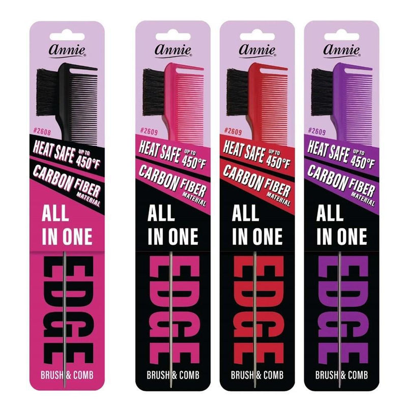 Annie Annie All In One Edge Brush & Comb - Black #2608 Combs & Brushes White Smoke