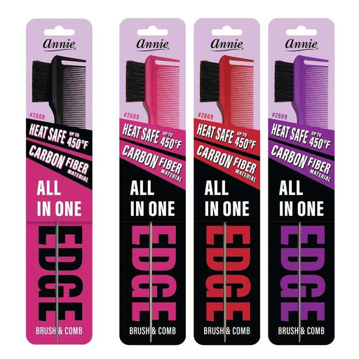 Annie Annie All In One Edge Brush & Comb - Black #2608 Combs & Brushes White Smoke