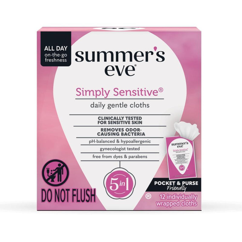 Summer's Eve Summer's Eve Simply Sensitive Daily Feminine Wipes, Removes Odor, P H Balanced Bath & Body Lavender