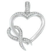 Bids.com .925 Sterling Silver 1/6 cttw Diamond Heart Pendant Necklace (H-I, I1-I2) Necklaces White Smoke White.Sterling Silver / 18