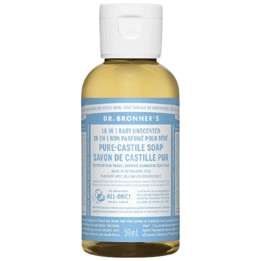 Dr. Bronner's Dr. Bronner's Pure Castile Liquid Soap 2 Fl Oz Baby Mild Unscented Bath & Body White Smoke