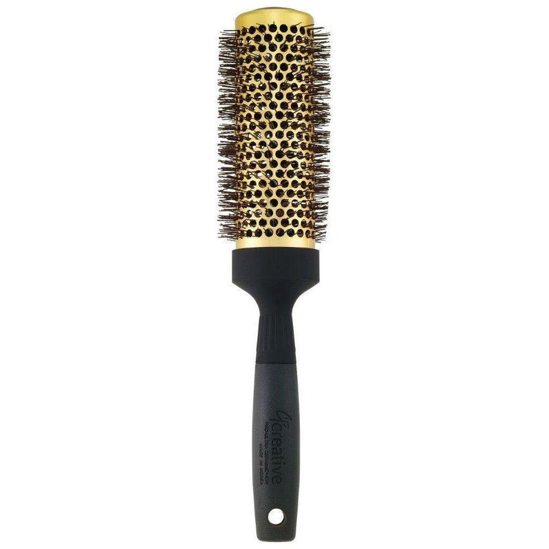 Creative Pro Hair Tools Gold Nano Ceramic Hair Brush with 6 Inch XL Barrel Hair Brush White Smoke 2.5"CR132G-XL)