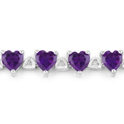 Bids.com 10.01 Carat Genuine Amethyst and White Diamond .925 Sterling Silver Bracelet Bracelets White Smoke size 5.50