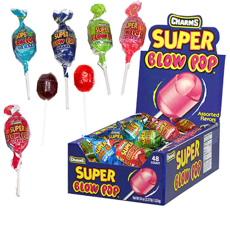 Charms Charms Super Blow Pops 48 Lollipops/Box, Assorted Flavors Candy & Chocolate White Smoke