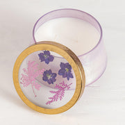 Rosy Rings Blackberry & Coconut Large Watercolor Pressed Floral Candle Pressed Floral Candles Light Gray