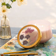 Rosy Rings Blackberry & Coconut Large Watercolor Pressed Floral Candle Pressed Floral Candles Light Gray