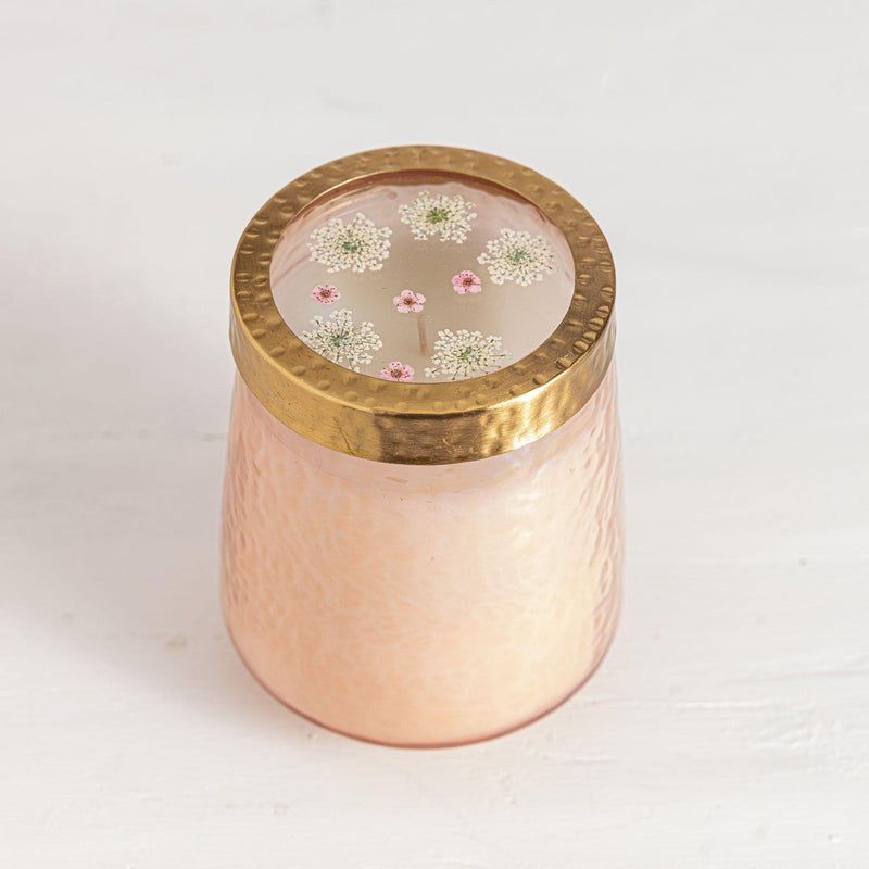 Rosy Rings Rose + Oud Tall Watercolor Pressed Floral Candle Pressed Floral Candles Light Gray