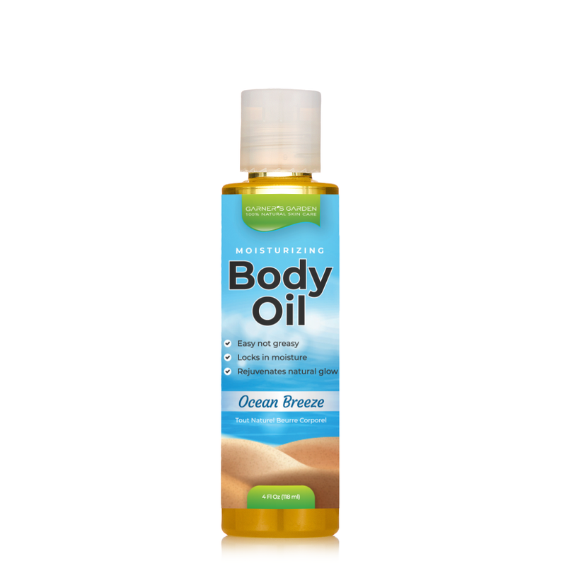 Garner's Garden Natural Body Oil - Natural Fragrance Body Oil White Smoke 4 oz Ocean Breeze Body Oil