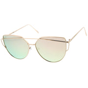 zeroUV Oversize Thin Cross Brow Mirrored Flat Lens Sunglasses A545 Sunglasses White Smoke Silver Silver Mirror,Gold Pink Mirror,Gold Blue Mirror,Gold Smoke Mirror,Black Magenta Mirror,Gold Gold Mirror,Silver Pink Mirror,Black Pink Mirror