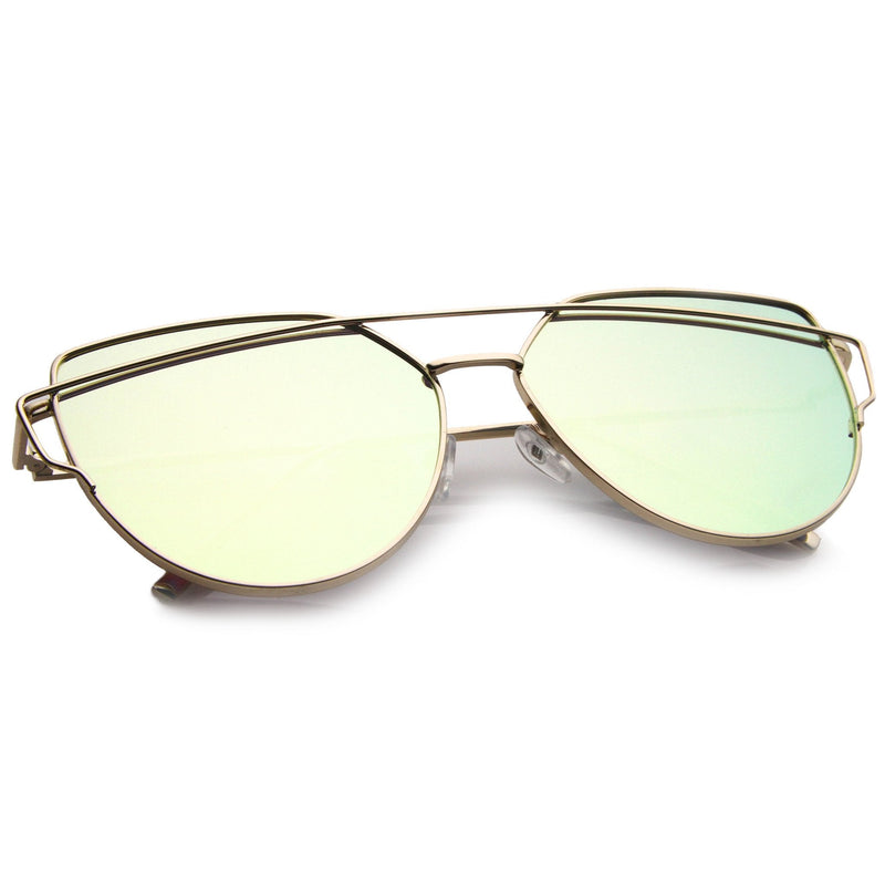 zeroUV Oversize Thin Cross Brow Mirrored Flat Lens Sunglasses A545 Sunglasses White Smoke Silver Silver Mirror,Gold Pink Mirror,Gold Blue Mirror,Gold Smoke Mirror,Black Magenta Mirror,Gold Gold Mirror,Silver Pink Mirror,Black Pink Mirror