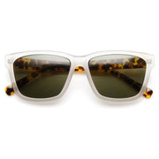 zeroUV European Dapper Square Aviator Sunglasses 8818 Sunglasses White Smoke Smoke Tortoise