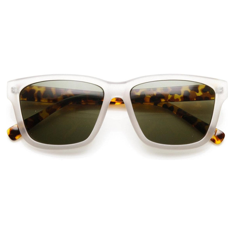 zeroUV European Dapper Square Aviator Sunglasses 8818 Sunglasses White Smoke Smoke Tortoise
