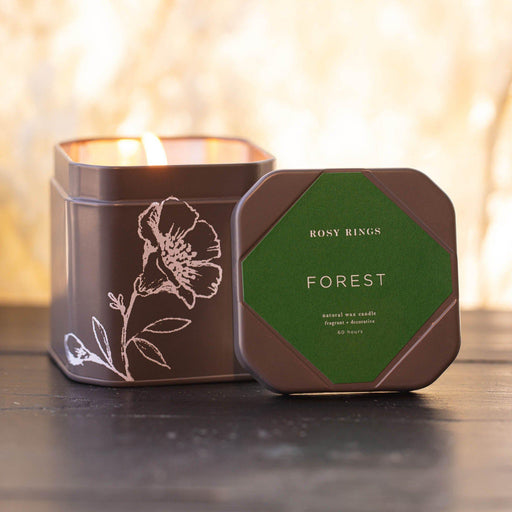 Rosy Rings Accent Tin Candle - Forest Signature Tin Candle Wheat