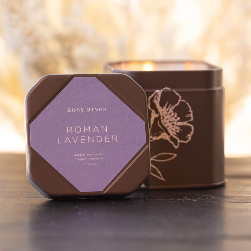 Rosy Rings Accent Tin Candle - Roman Lavender Signature Tin Candle Rosy Brown