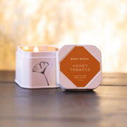 Rosy Rings Petite Tin Candle - Honey Tobacco Travel Tin Candle Wheat