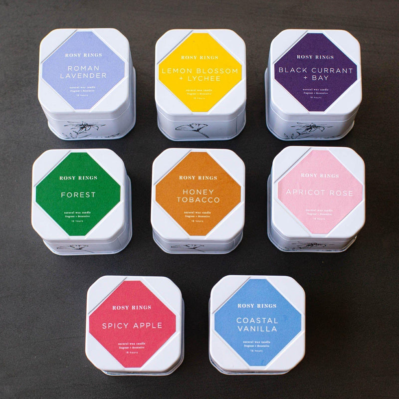 Rosy Rings Petite Tin Candle - Honey Tobacco Travel Tin Candle Thistle