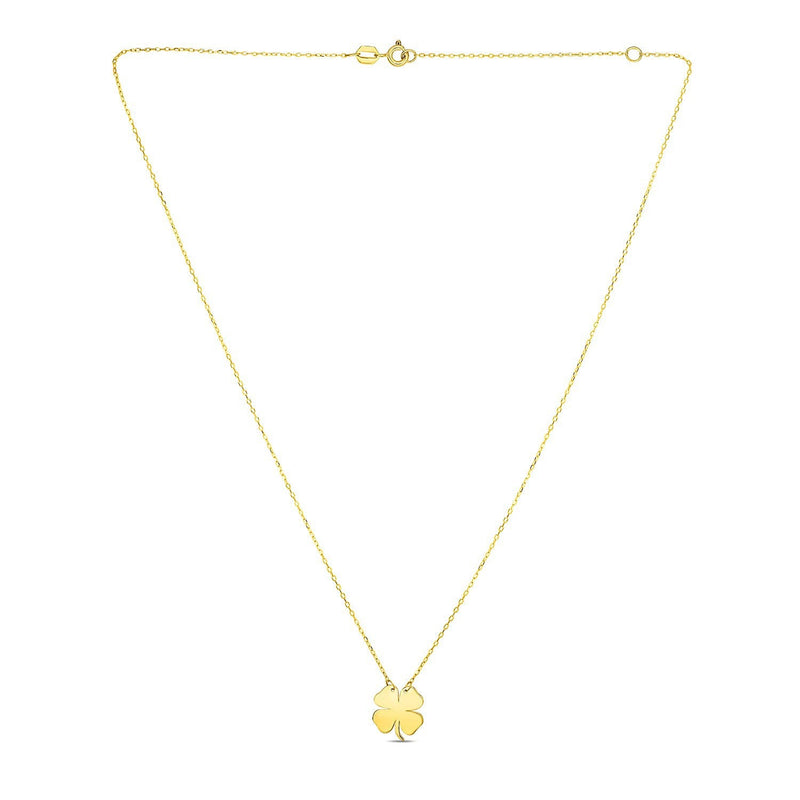Bids.com 14K Yellow Gold Four Leaf Clover Necklace Necklaces White Smoke 18 / Yellow Gold